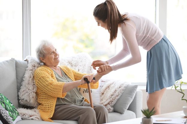 woman caregiving for the elderly