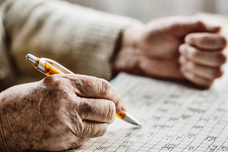 seniors (7) individual practicing mental workouts