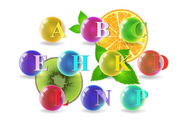 Vitamin complex. Colorful tablets in capsules