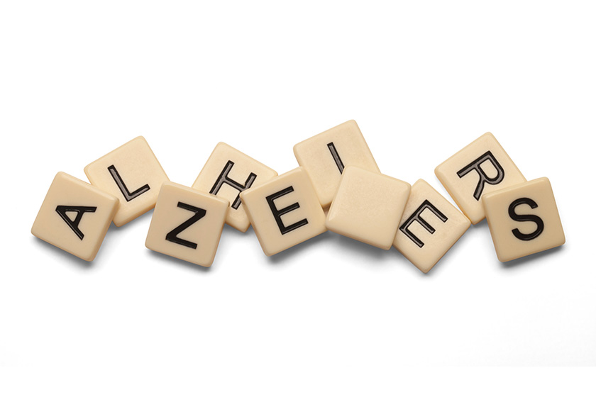 Alzheimers spelled out with lettered tiles