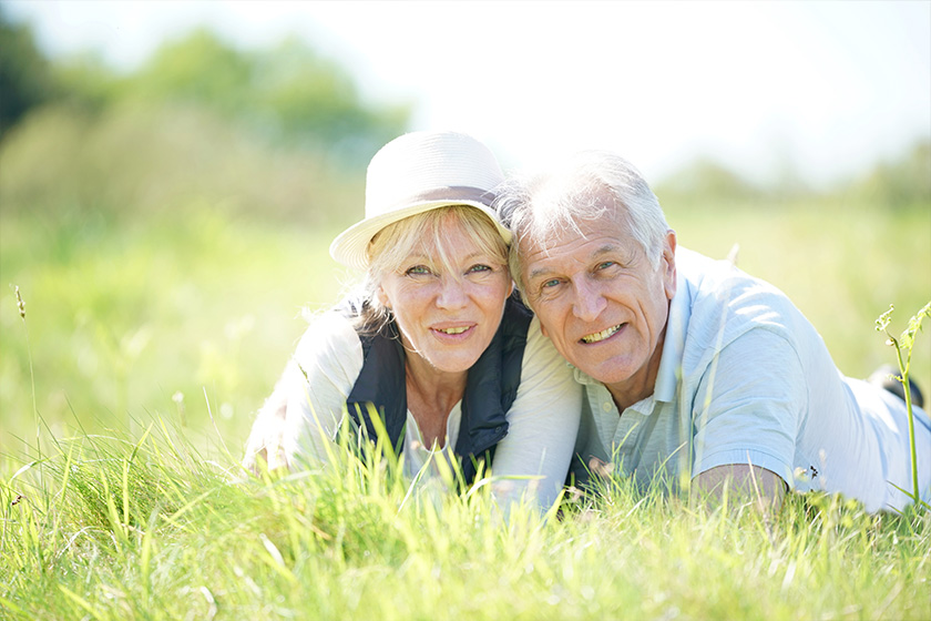 Senior couple relaxing in countryside Senior couple relaxing in countryside