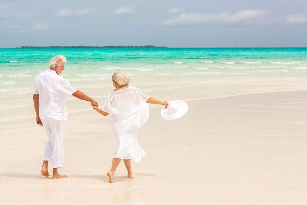 Senior Caucasian couple in casual white clothes Senior Caucasian couple in casual white clothes