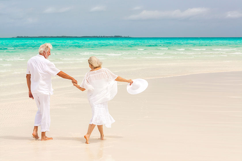 Senior Caucasian couple in casual white clothes Senior Caucasian couple in casual white clothes