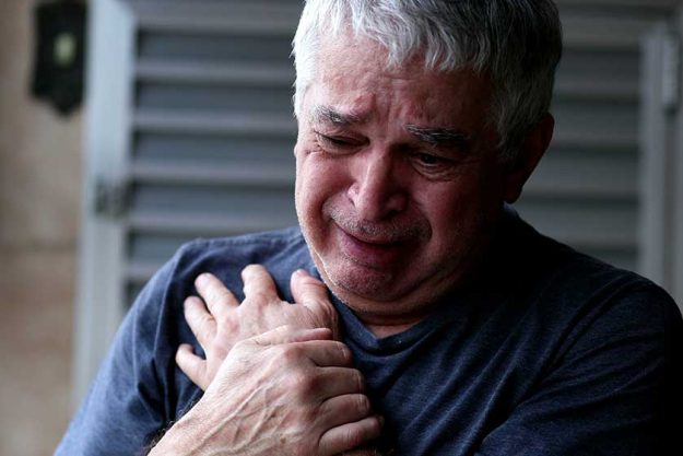 Crying older man looking to sky asking for God help
