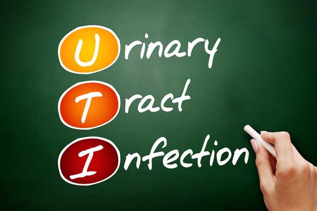 UTI – Urinary Tract Infection, acronym health concept on blackboard UTI - Urinary Tract Infection, acronym health concept on blackboard