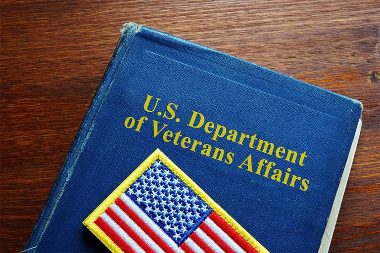United States US Department of Veterans Affairs VA book and flag