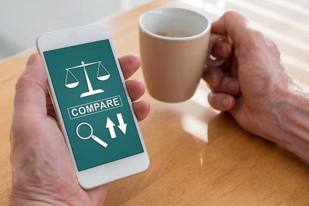 compare-concept-on-a-smartphone Home Care Vs. Assisted Living Community