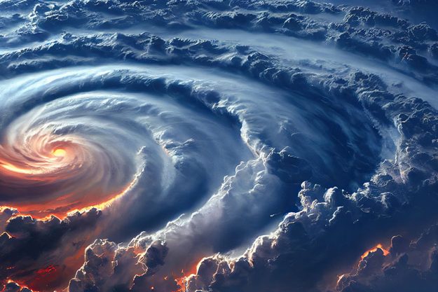 space view of the American Ian hurricane in Florida state of United States