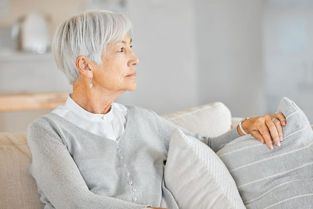 Shot Senior Woman Looking Thoughtful Home