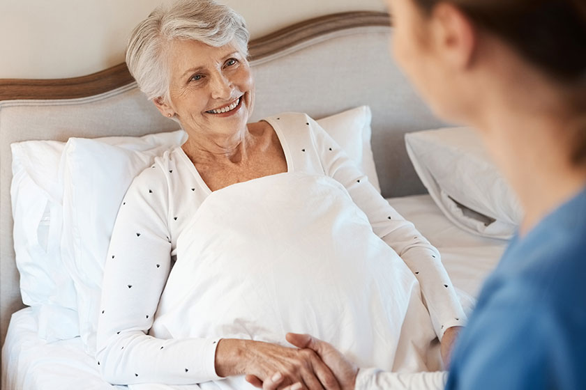 Young Nurse Chatting Senior Young Nurse Chatting Senior