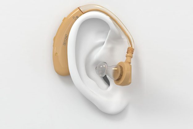 Hearing aid on ear. 3d Hearing aid on ear. 3d