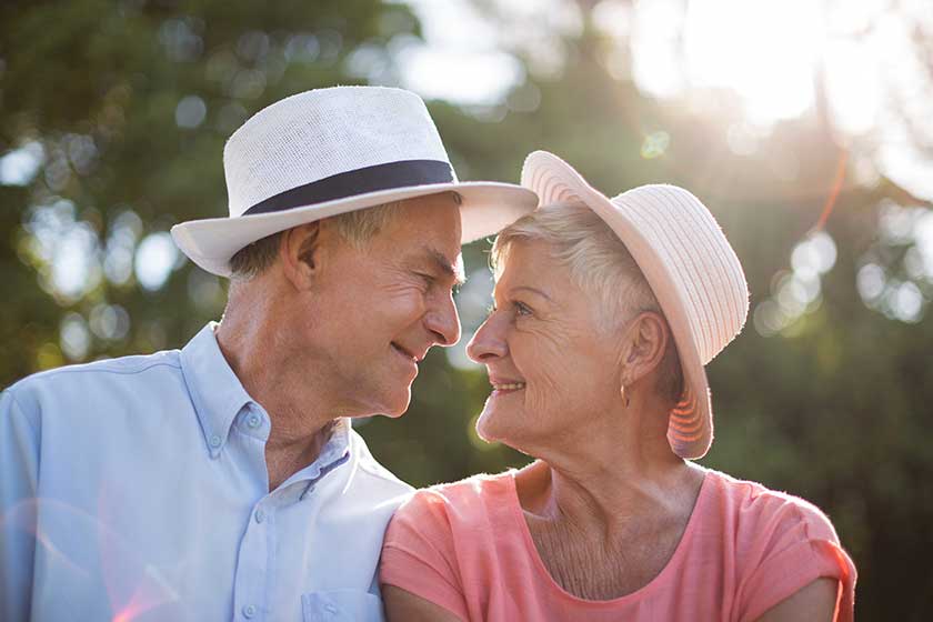 Senior couple looking at each other