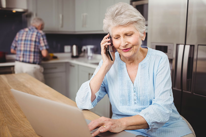 Senior woman talking on phone Senior woman talking on phone