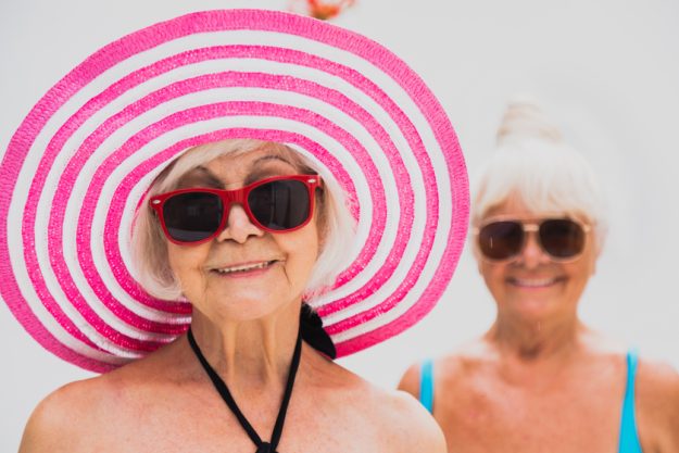 Happy seniors in the swimming pool
