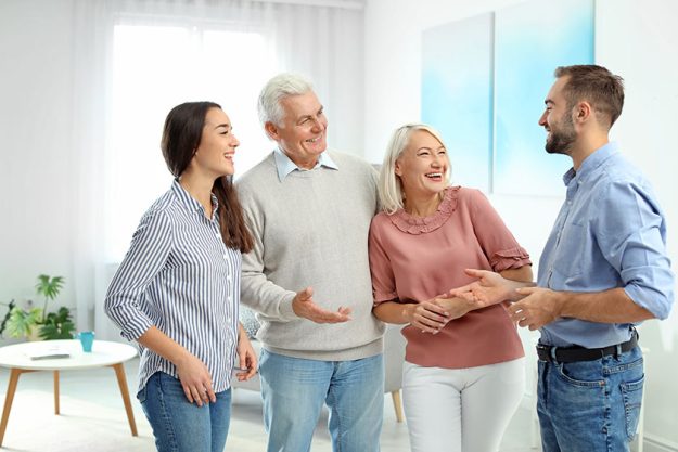 Happy family at home. Reunion of generations