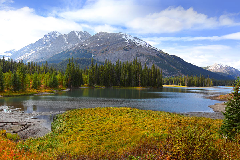 View of Porcupine creek in Banff national park View of Porcupine creek in Banff national park