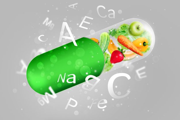 Different fruit and vegetables in capsule Different fruit and vegetables in capsule