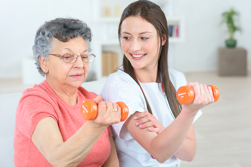 Doing small exercises and nurse