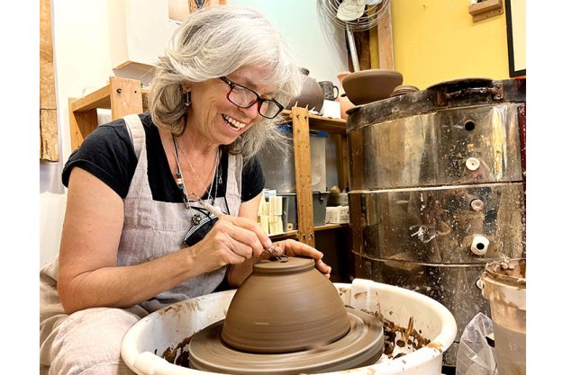 Beautiful adult explored her woman sculpts vase clay
