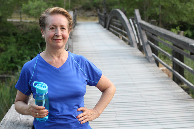 Senior Natural Woman Relaxing After Exercise