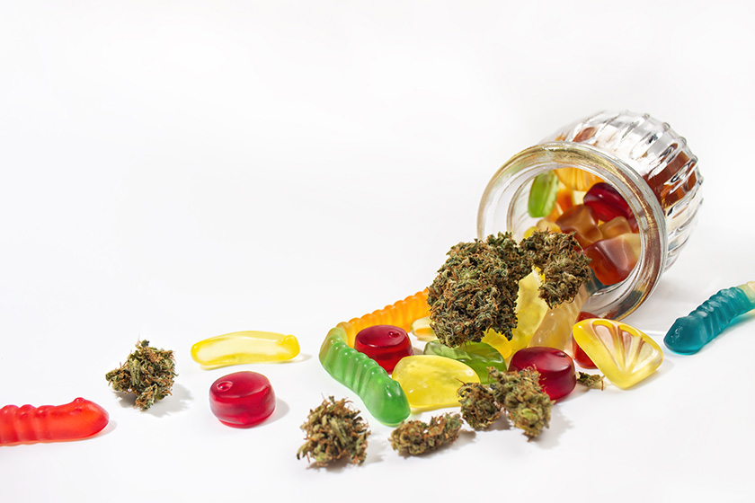 various gummies dried medical marijuana buds fell out embossed glass various gummies dried medical marijuana buds fell out embossed glass