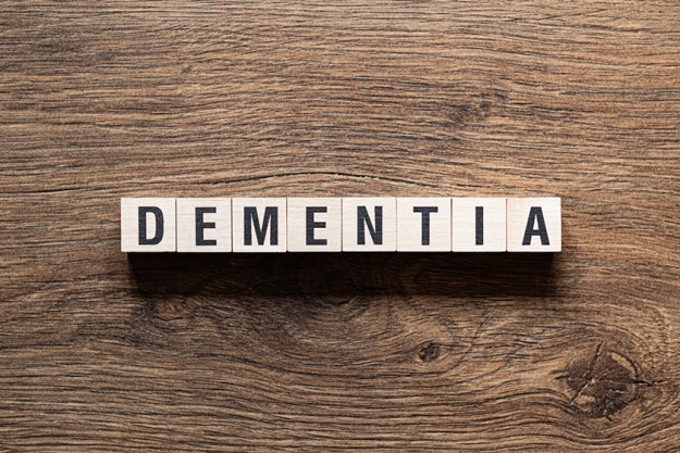 Dementia word concept building blocks text letters