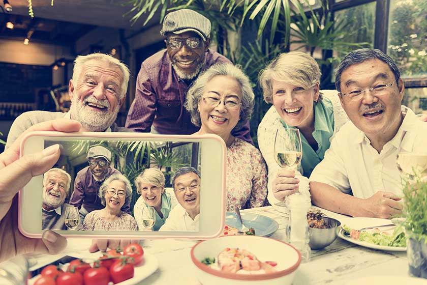 Group of senior retirement meetup