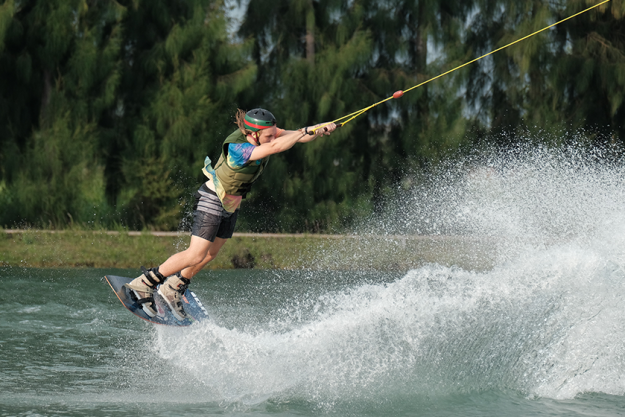 October 2018 thailand man wakeboarding water city park