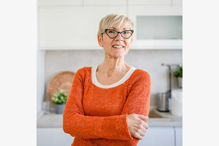 Close portrait one senior woman short hair happy smile positive Close portrait one senior woman short hair happy smile positive