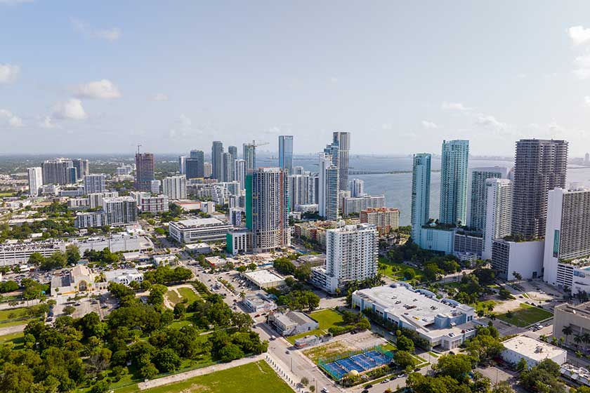 Miami usa august 2023 highrise waterfront condominiums miami