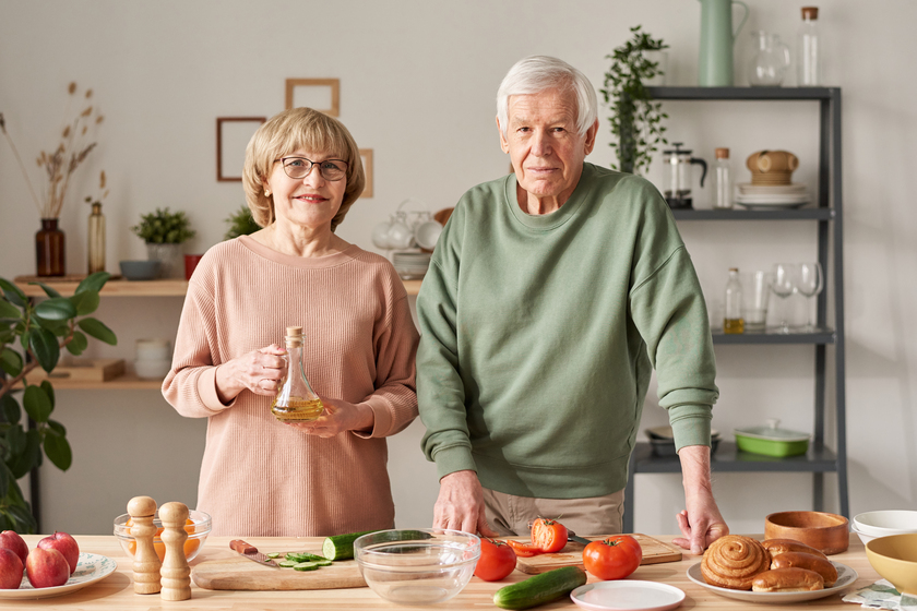 Senior family cooking in the kitchen