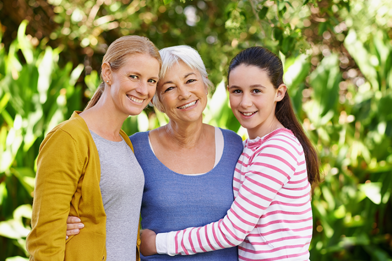 blessed both daughter granddaughter portrait senior woman standing