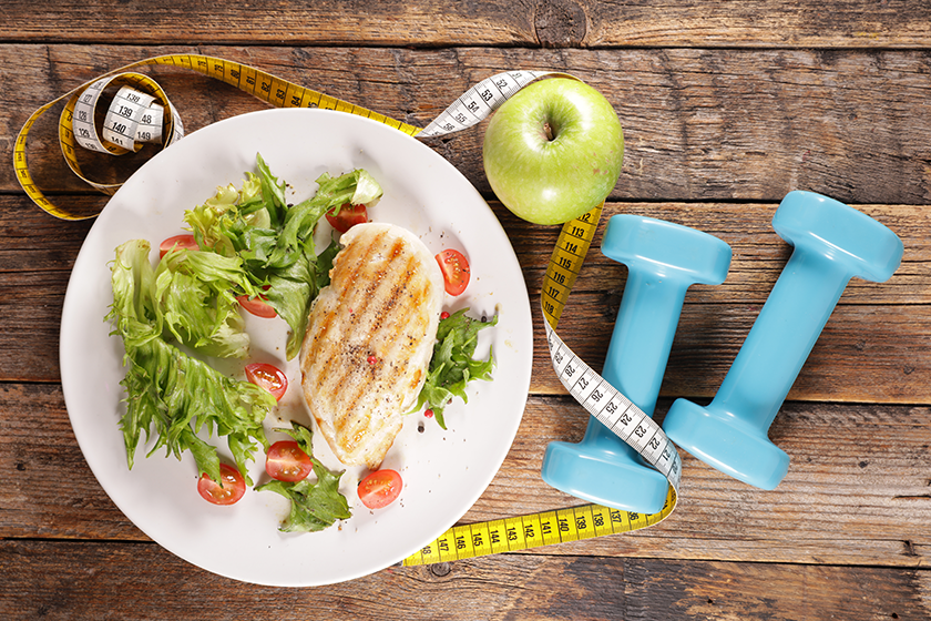 grilled chicken fillet lettuce diet food concept