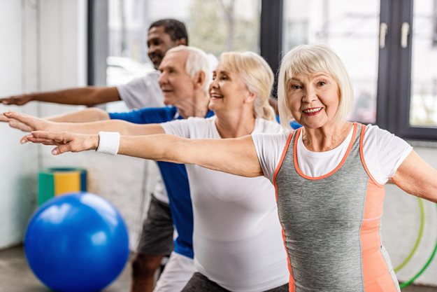 happy senior multiethnic sportspeople