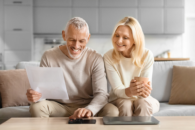 middle aged couple sitting