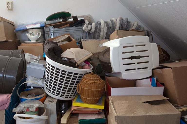 Pile of junk in a house hoarder room pile of household equipment needs clearing out Pile of junk in a house hoarder room pile of household equipment needs clearing out