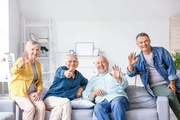 senior people sitting sofa