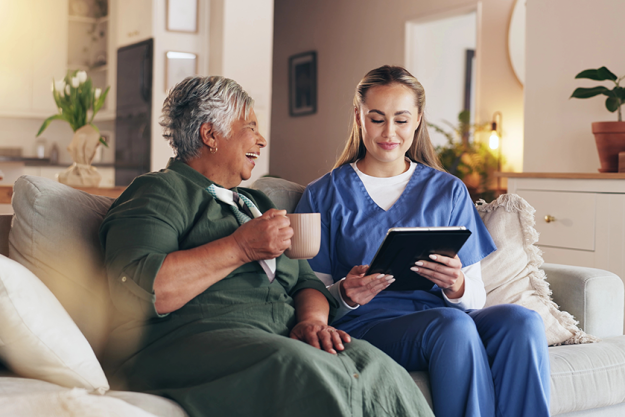 nurse tablet consultation senior woman nurse tablet consultation senior woman