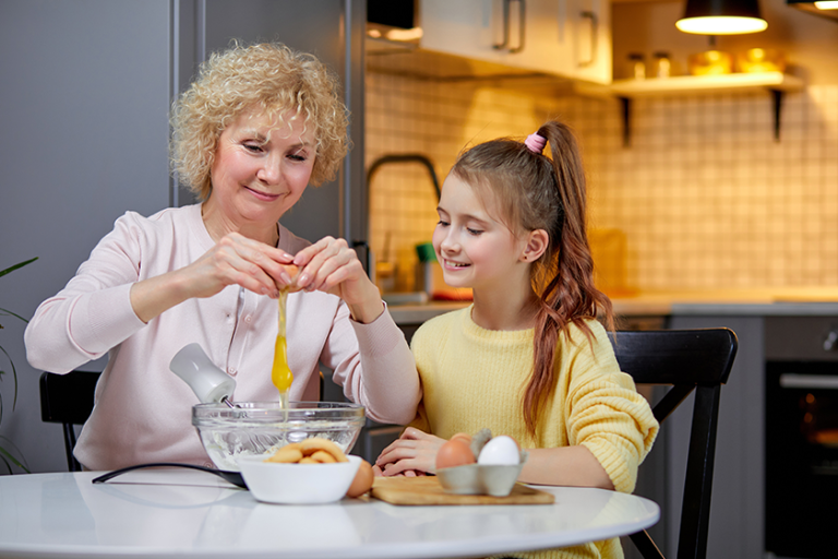 happy loving family are preparing bakery together