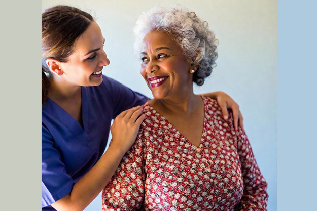 nurse smiling happy senior woman