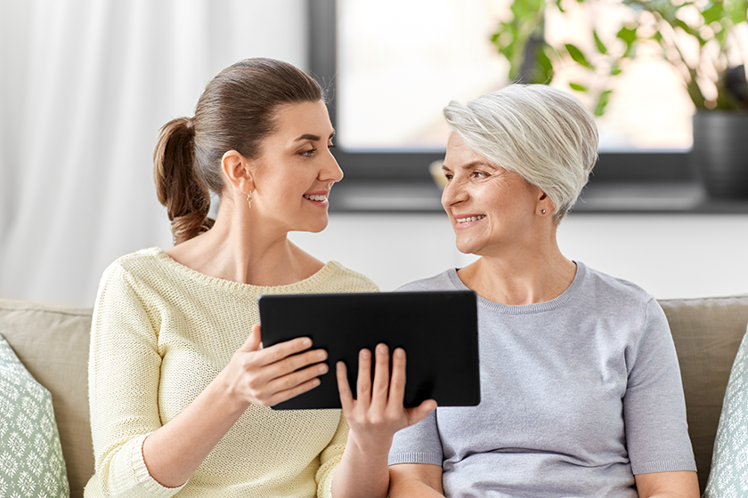 daughter and senior mother