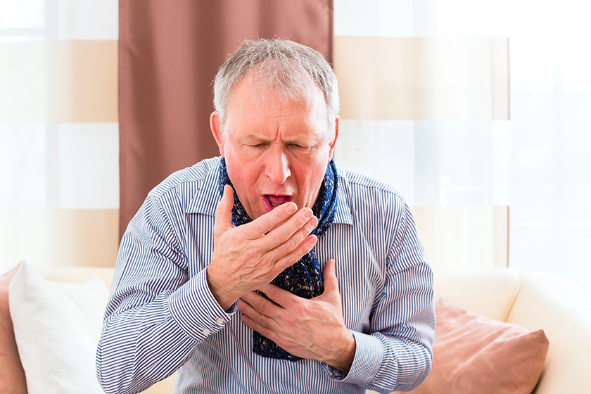 senior man coughing senior man coughing