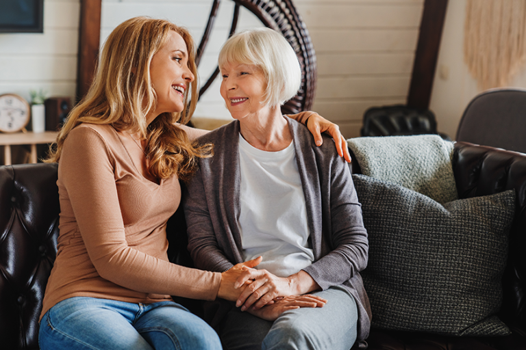 senior mother adult daughter