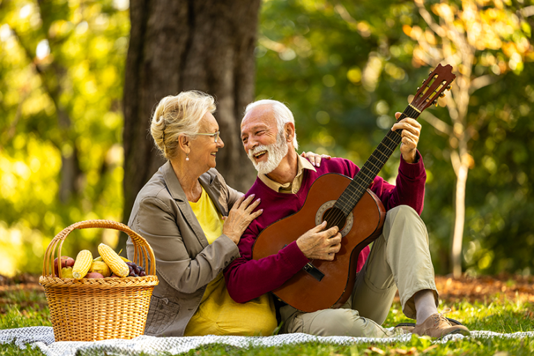 senior people having fun park