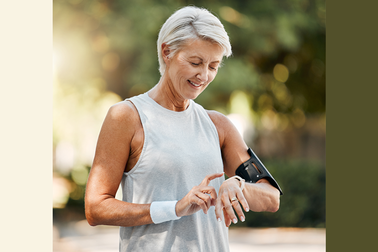 senior woman fitness watch