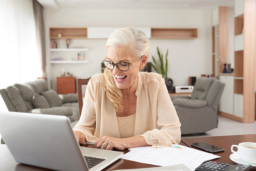woman working on laptop