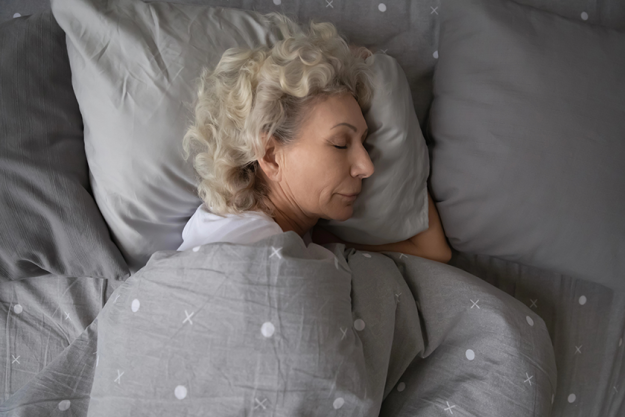 calm senior woman sleeping