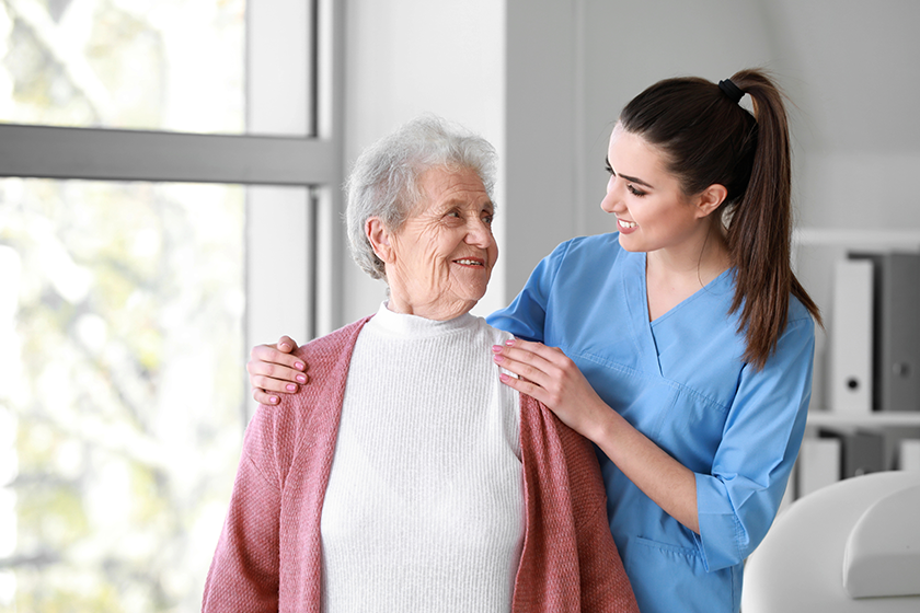 medical worker with senior woman medical worker with senior woman