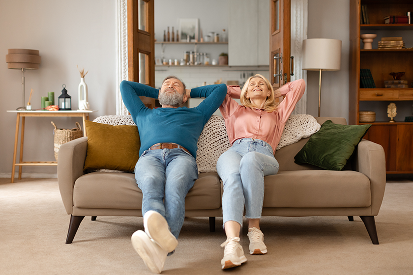 relaxed senior spouses resting eyes