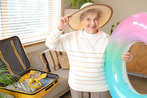 senior female tourist swim ring senior female tourist swim ring